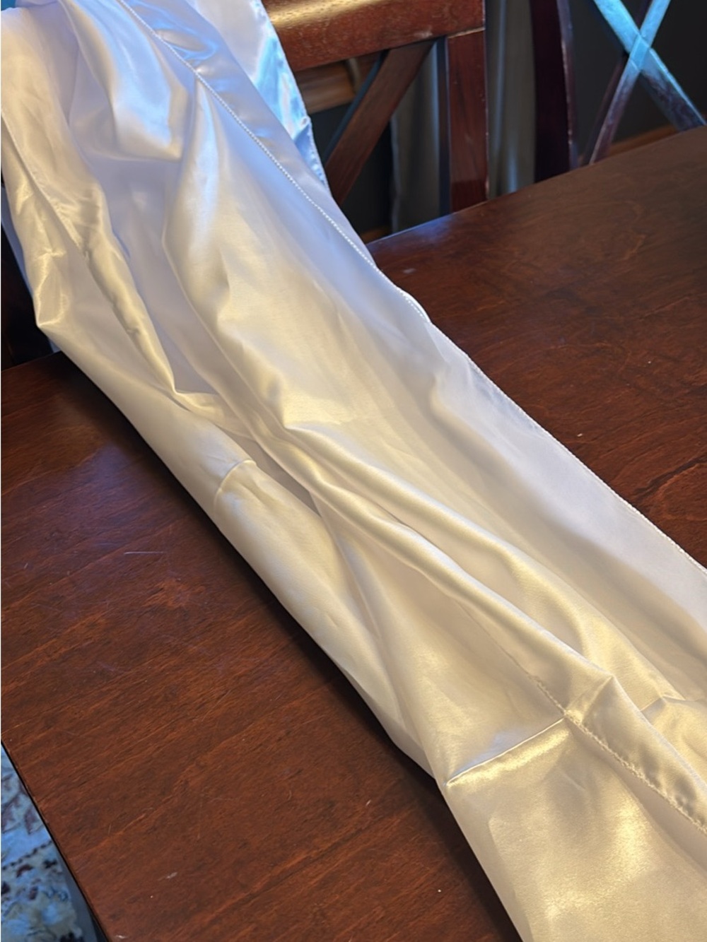 Elegant White Satin Curtain Panels/Decorative Sashes- Unbranded